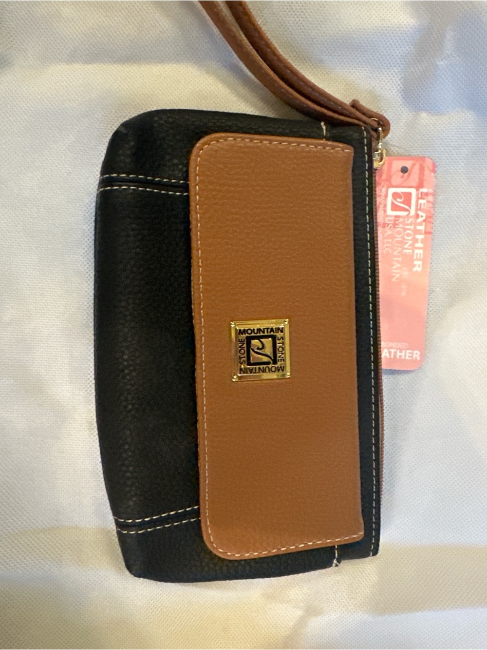 Stone Mountain Accessories Two-Tone Black and Brown Wristlet Wallet
